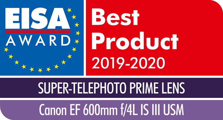 EISA Award Canon EF 600mm f4L IS III USM