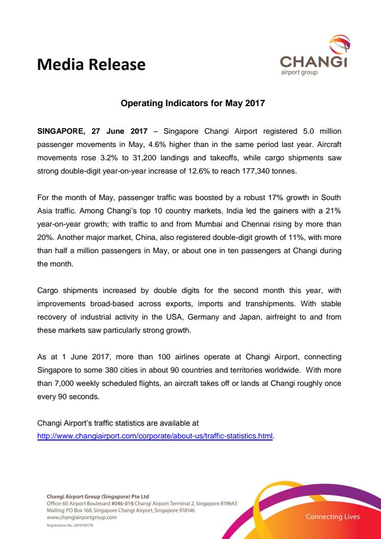 Operating Indicators for May 2017