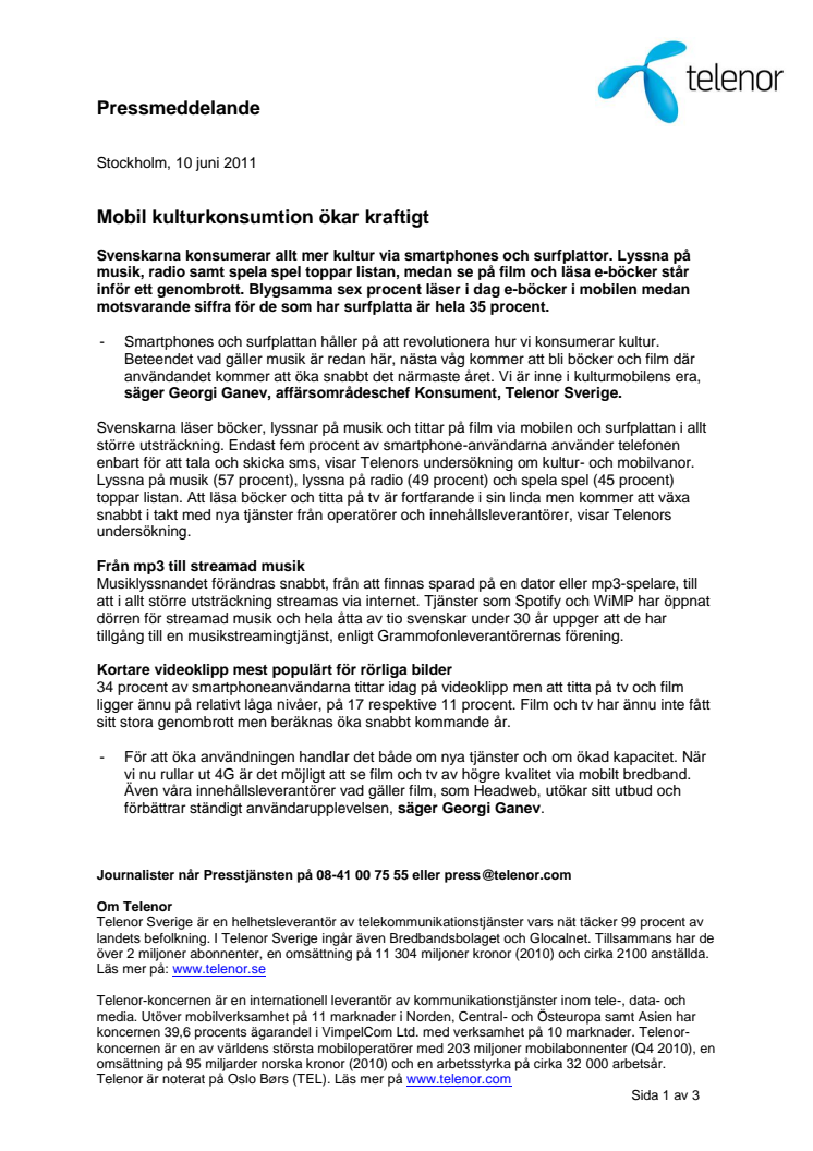 Mobil kulturkonsumtion ökar kraftigt