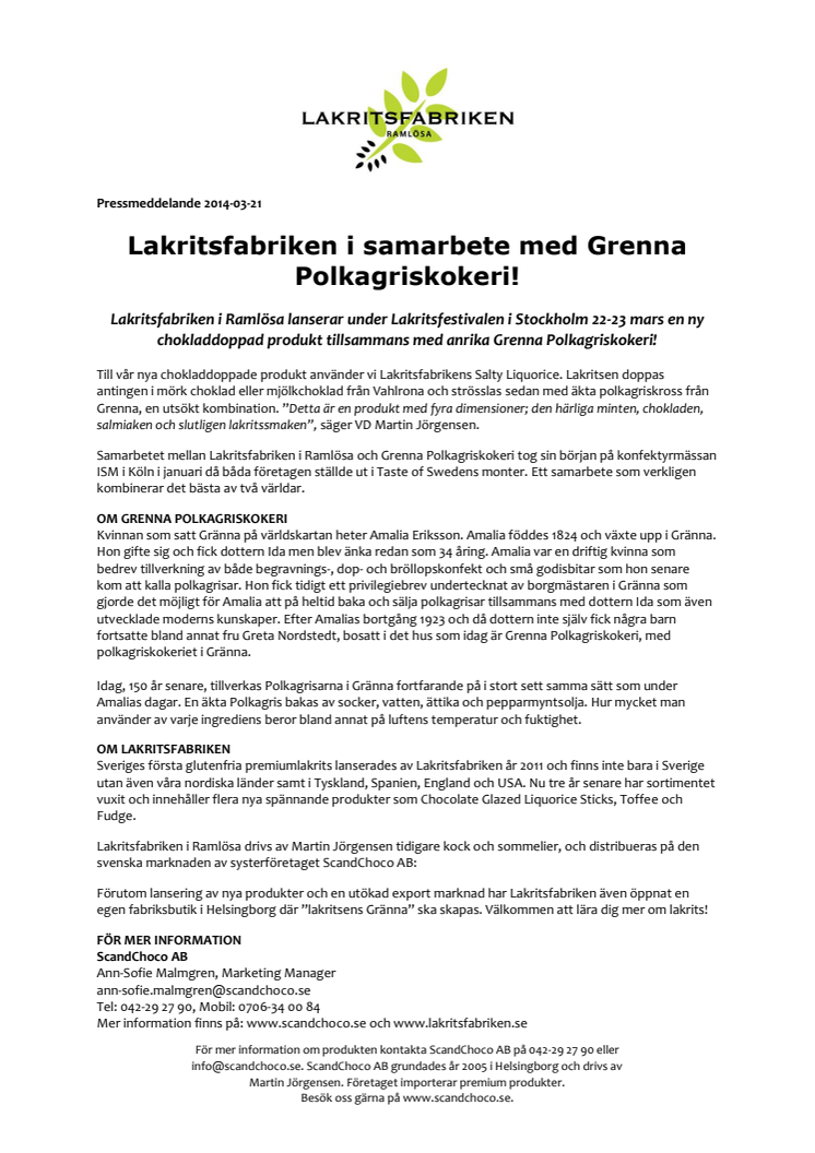 Lakritsfabriken i samarbete med Grenna Polkagriskokeri!