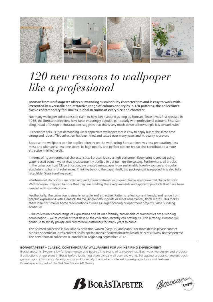 BOROSAN – 120 New reasons to wallpaper like a professional.  