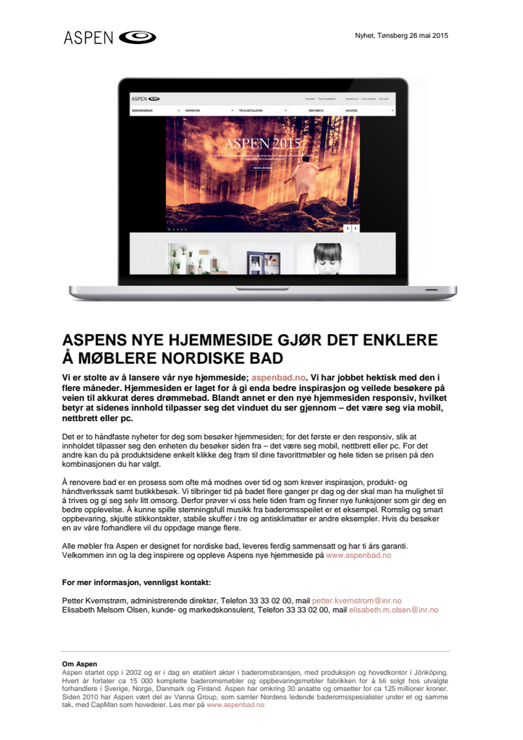 Aspens nye hjemmeside gjør det enklere å møblere nordiske bad