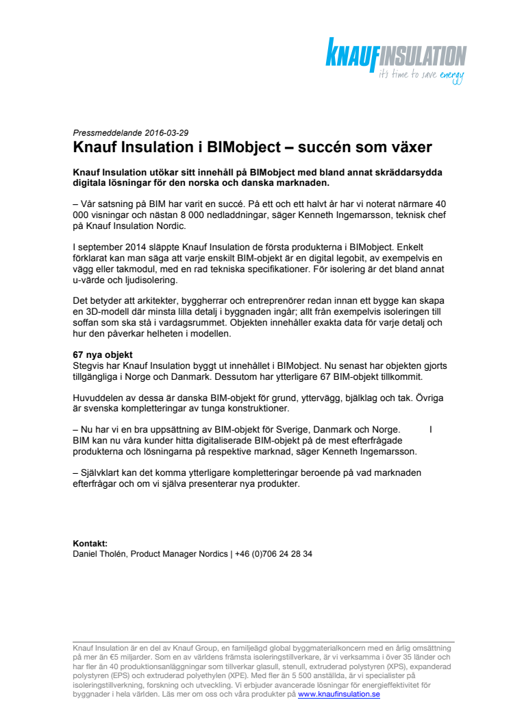 Knauf Insulation i BIMobject – succén som växer 