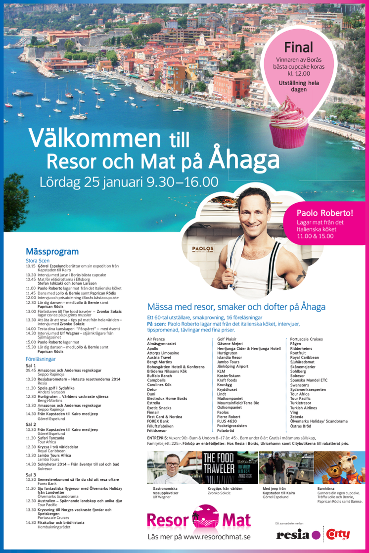 Mässprogram till Resor och Mat på Åhaga 25 januari