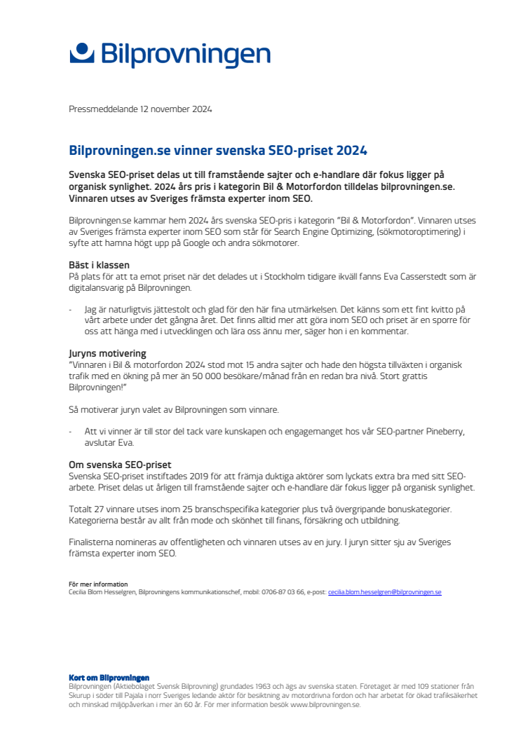Pressinfo_Bilprovningen vinner svenska SEO_priset 2024.pdf