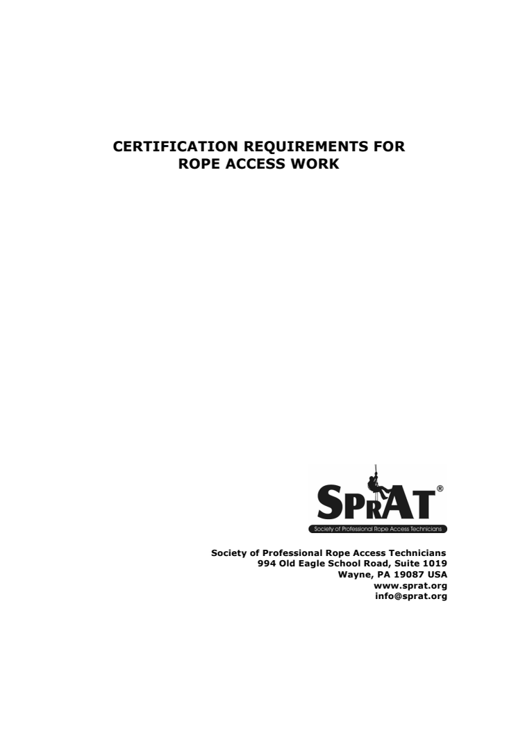SPRAT Certification requirements for rope access work