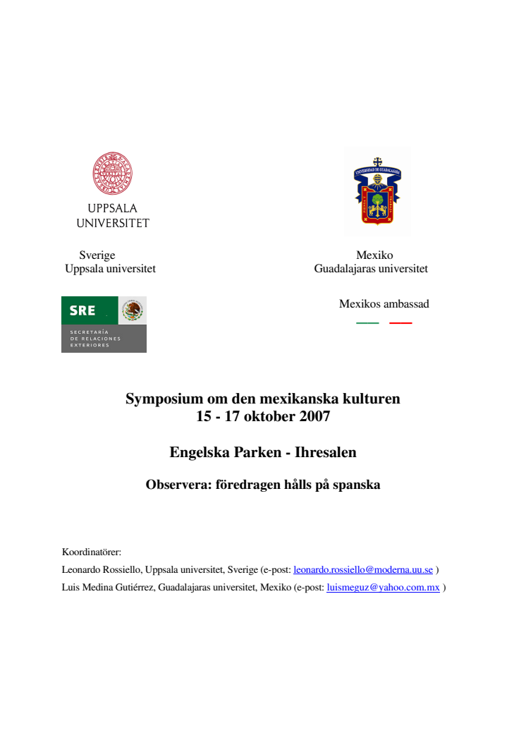Mexikansk kulturvecka: program