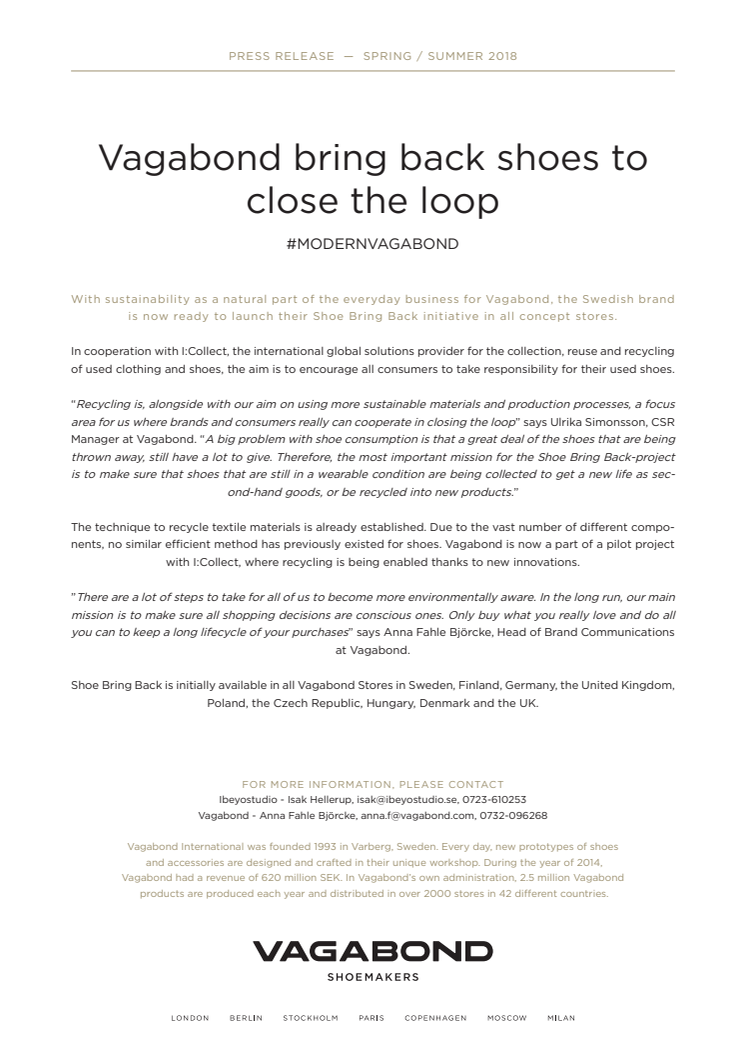 Vagabond bring back shoes to close the loop