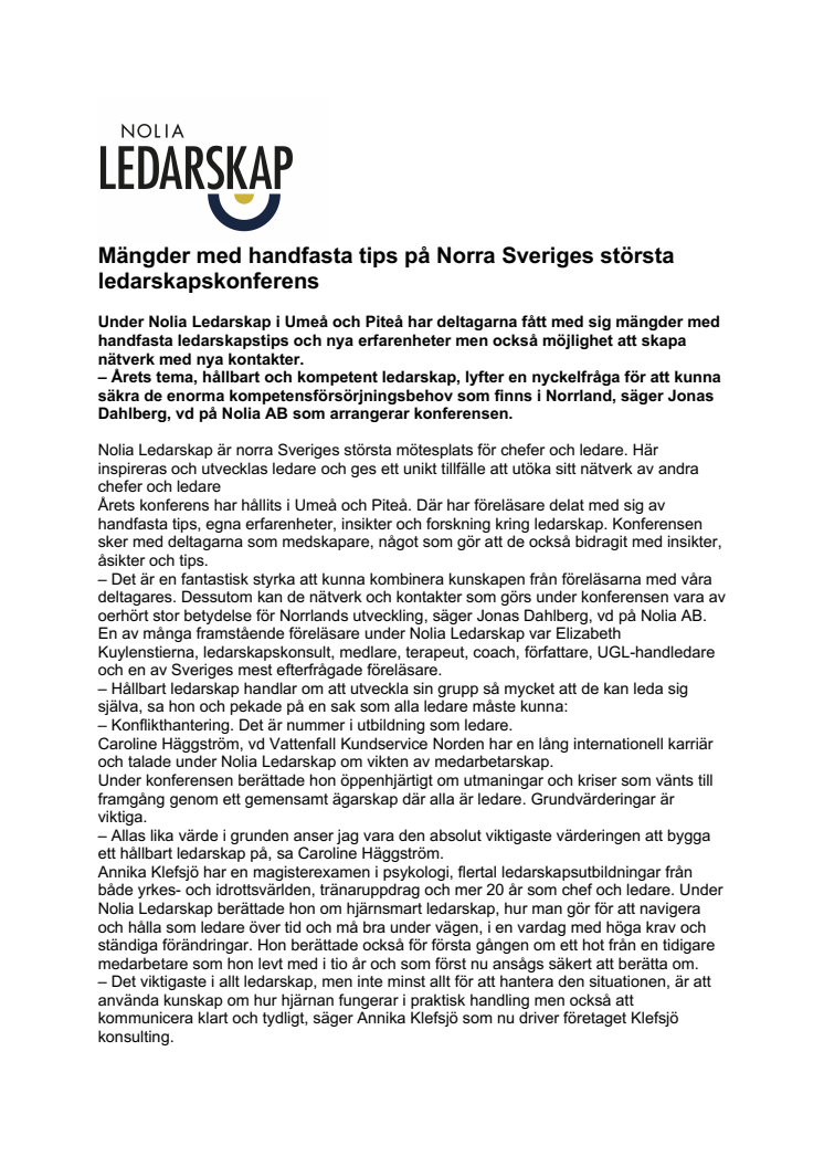 Mängder med handfasta tips på Norra Sveriges största ledarskapskonferens