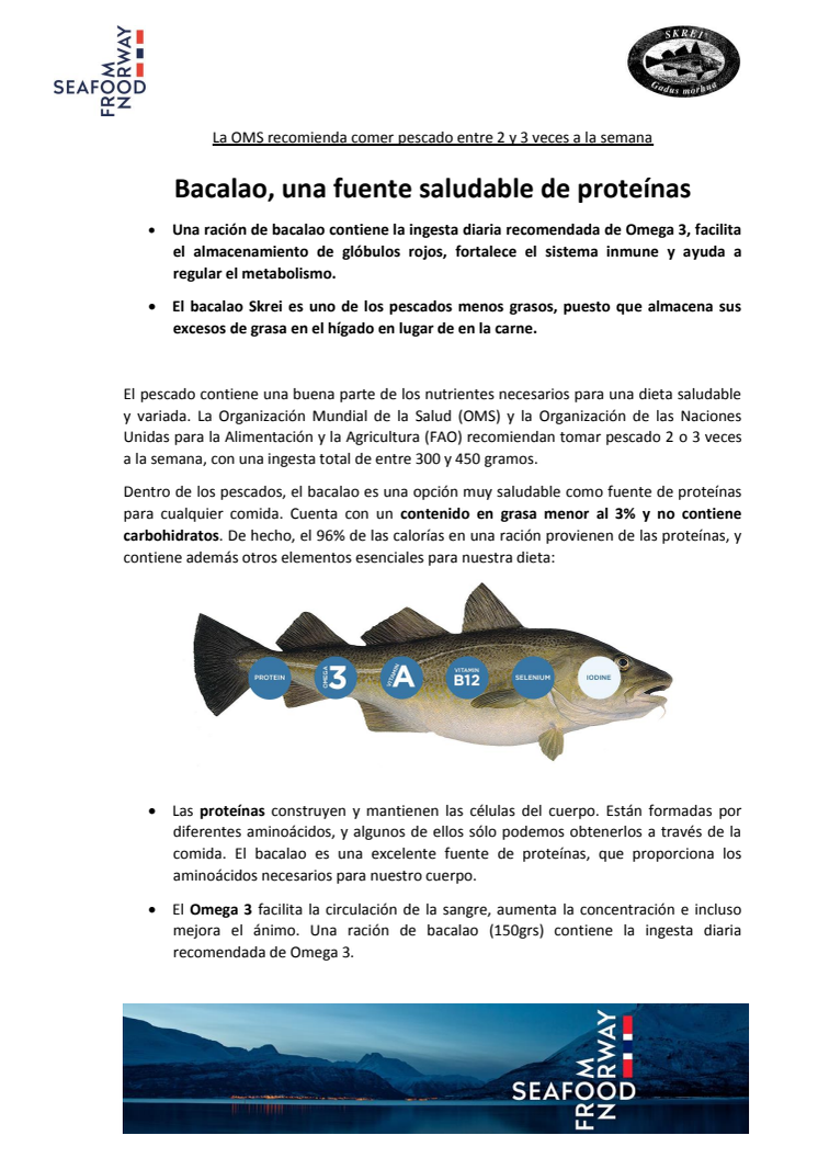 Bacalao, una fuente saludable de proteínas