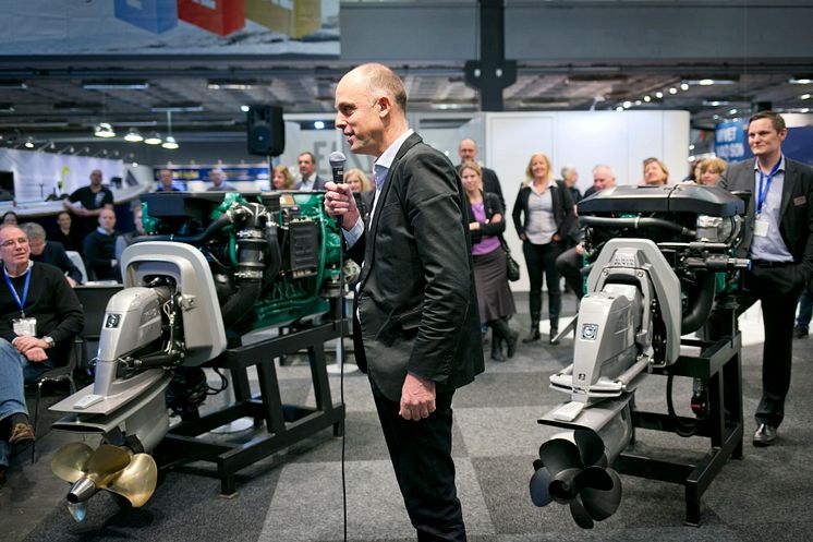 Båtmässan 2014 Pressträff i Volvo Pentas monter