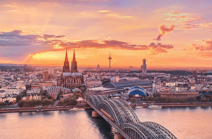 Panorama over Kölns centrum 