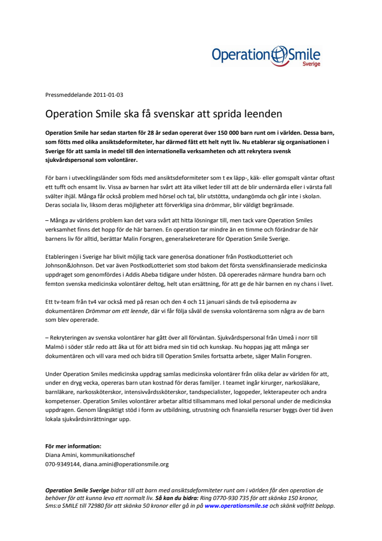 Operation Smile ska få svenskar att sprida leenden