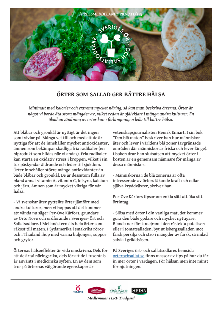 Örter som sallad kan ge bättre hälsa