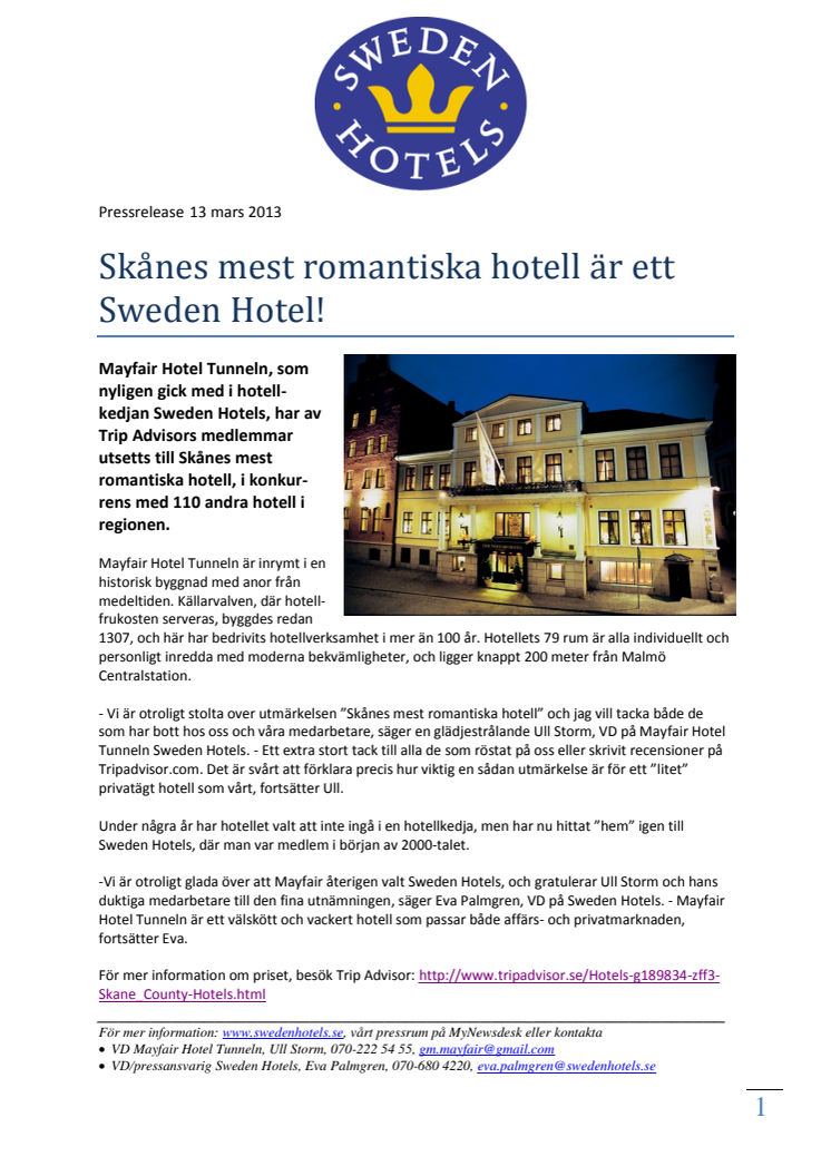 Skånes mest romantiska hotell är ett Sweden Hotel!