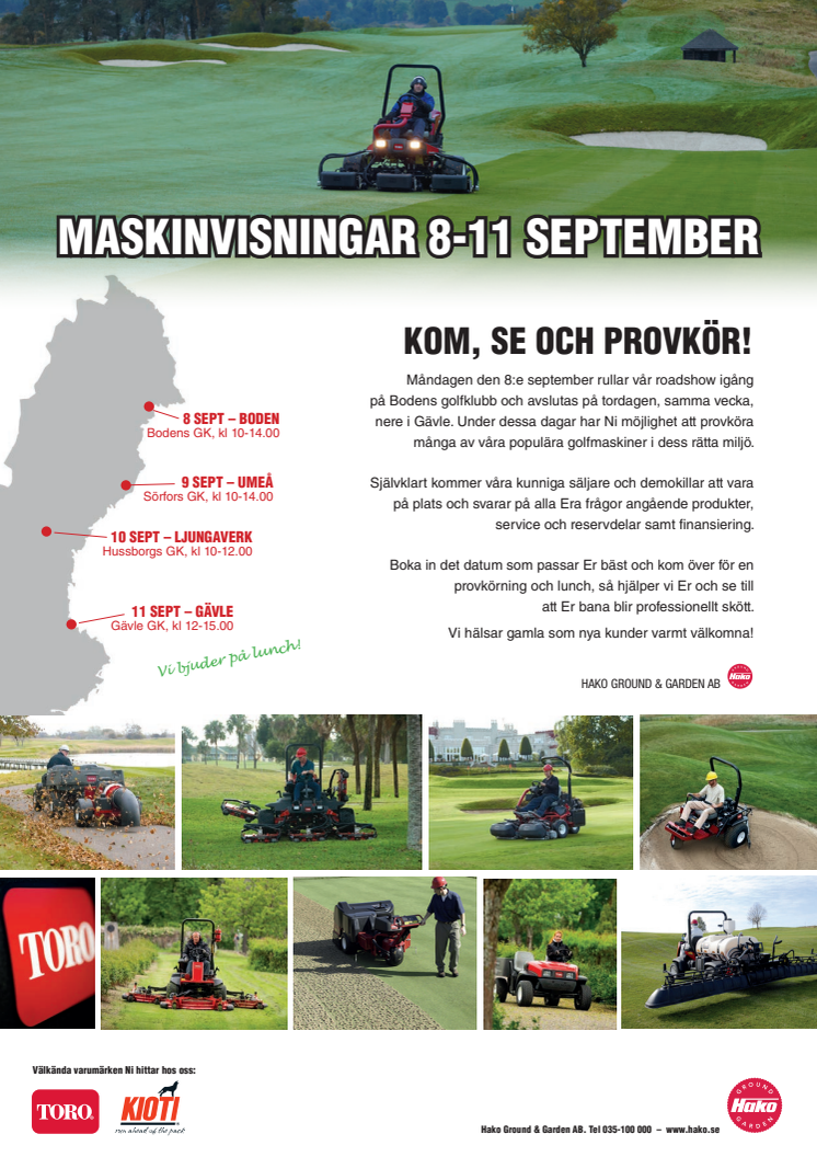Maskinvisning av golfmaskiner i Norrland.