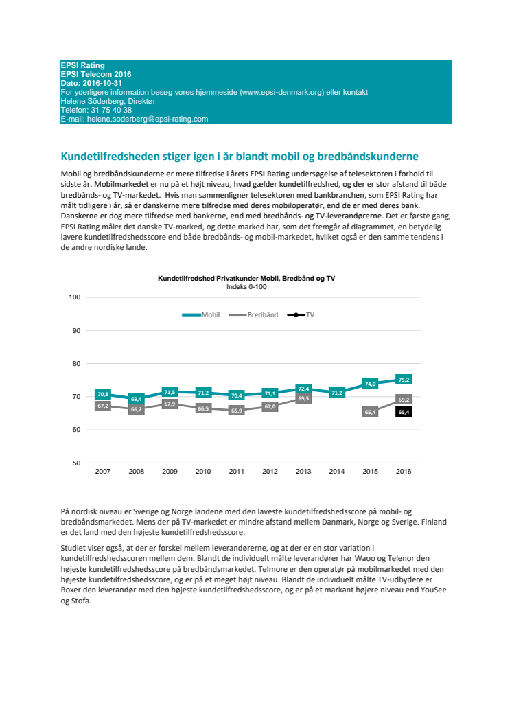 Kundetilfredsheden stiger igen i år blandt mobil og bredbåndskunderne 