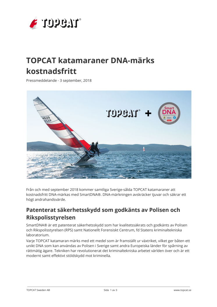 TOPCAT DNA-märker alla sålda båtar kostnadsfritt