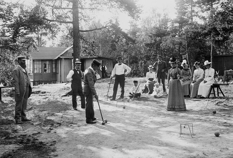 Krocketspel på Lidingö, Okänd fotograf, Nordiska museets arkiv