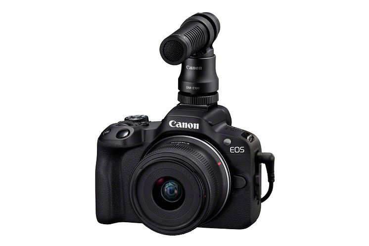 Canon EOS R50_Black_FrontSlantLeft_RF-S18-45mm(BK)_DM-E100