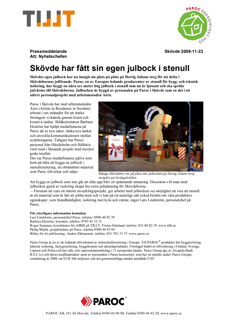 Skövde har fått sin egen julbock i stenull