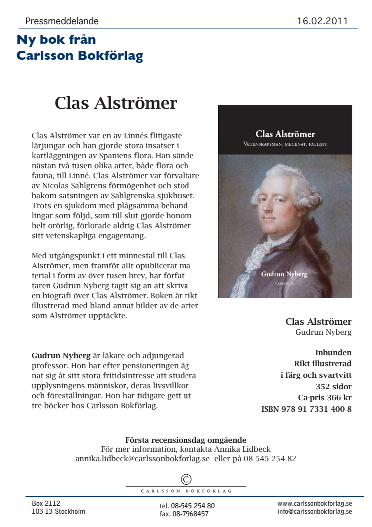 Ny bok: Clas Alströmer