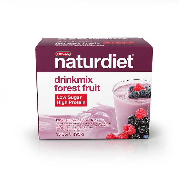 Naturdiet drinkmix Forest Fruit LSHP- ny produktvariant och ny design