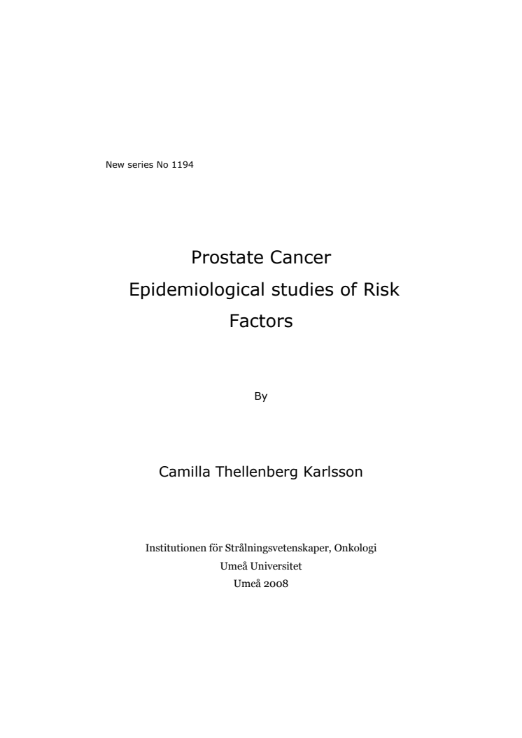 Epidemiological studies of Risk Factors