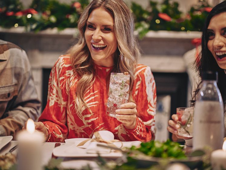 Christmas Dining- Woman With Glass
