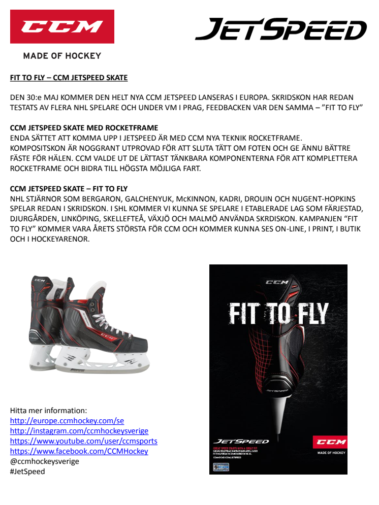 FIT TO FLY – CCM JETSPEED SKATE