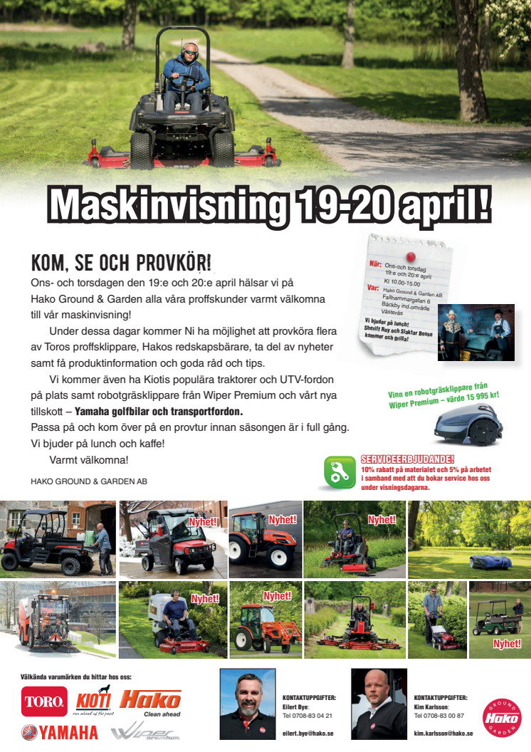 Maskinvisning 19-20 april i Västerås