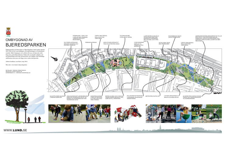 Bjeredsparken, illustration av ombyggnadsarbete 2013-2014