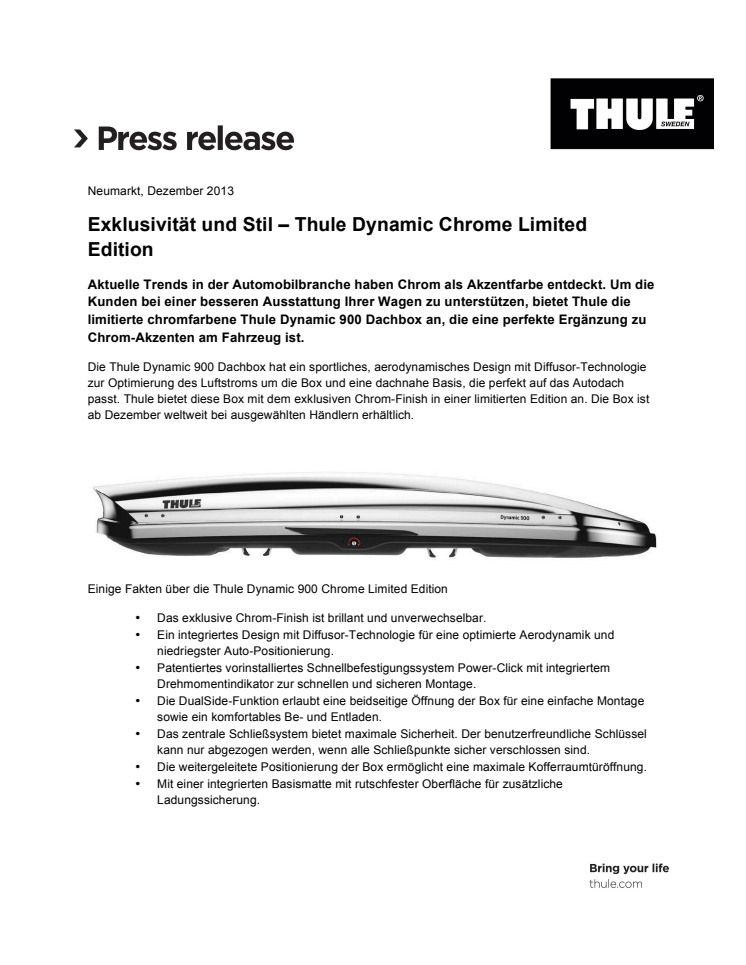Exklusivität und Stil – Thule Dynamic Chrome Limited Edition 