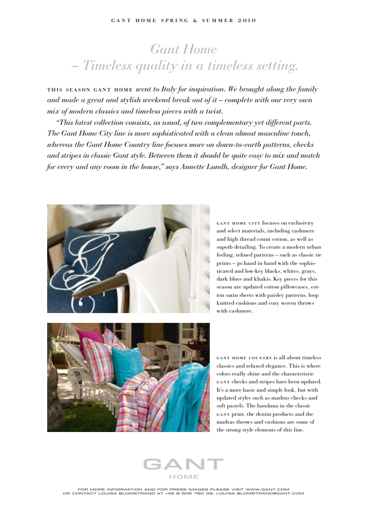 Gant Home - Timeless quality in a timeless setting