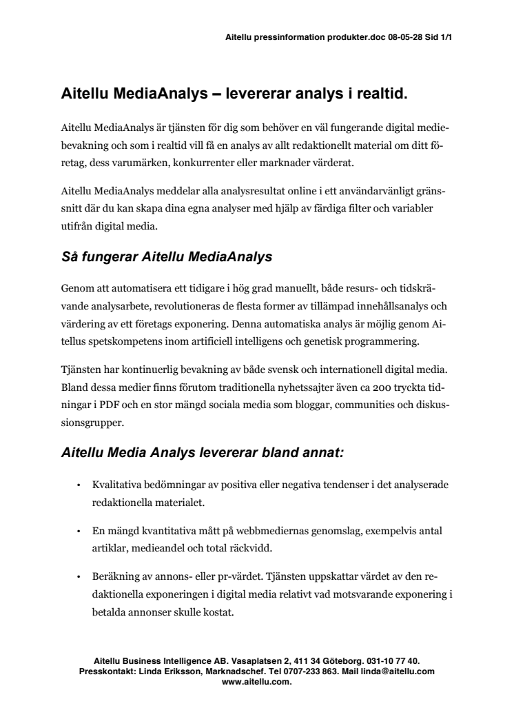 Aitellu MediaAnalys produktbeskrivning pdf