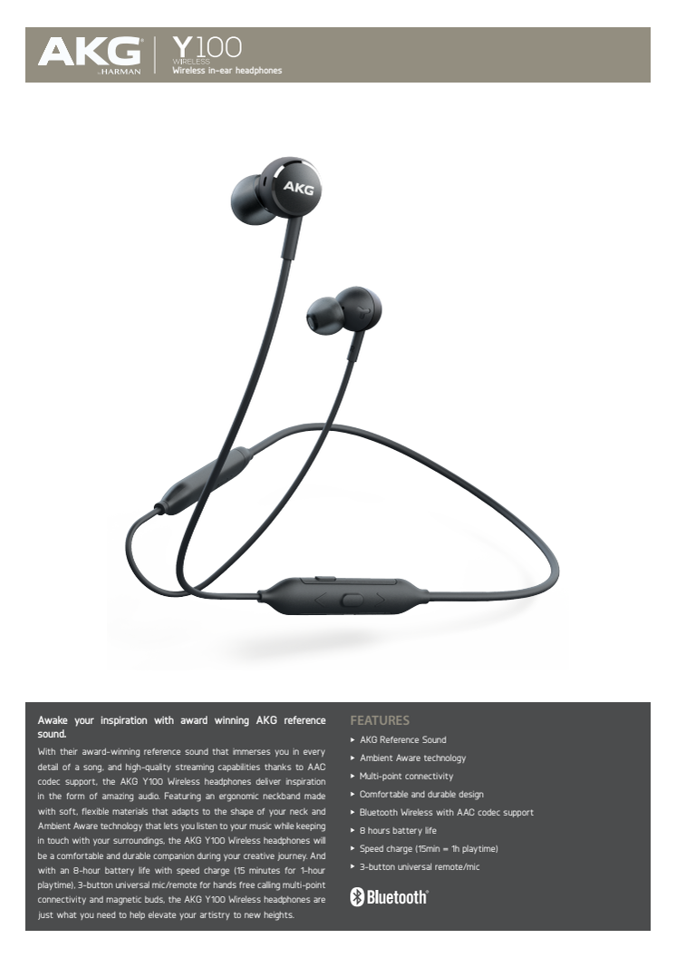 AKG Y100_Spec sheet