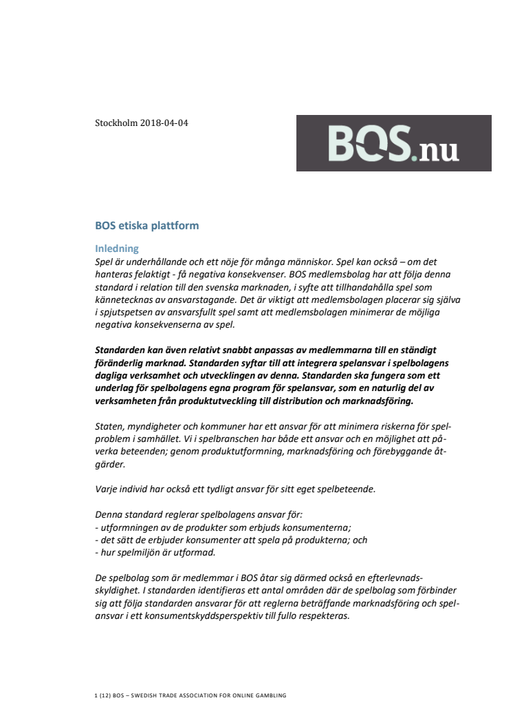 BOS Etisk plattform