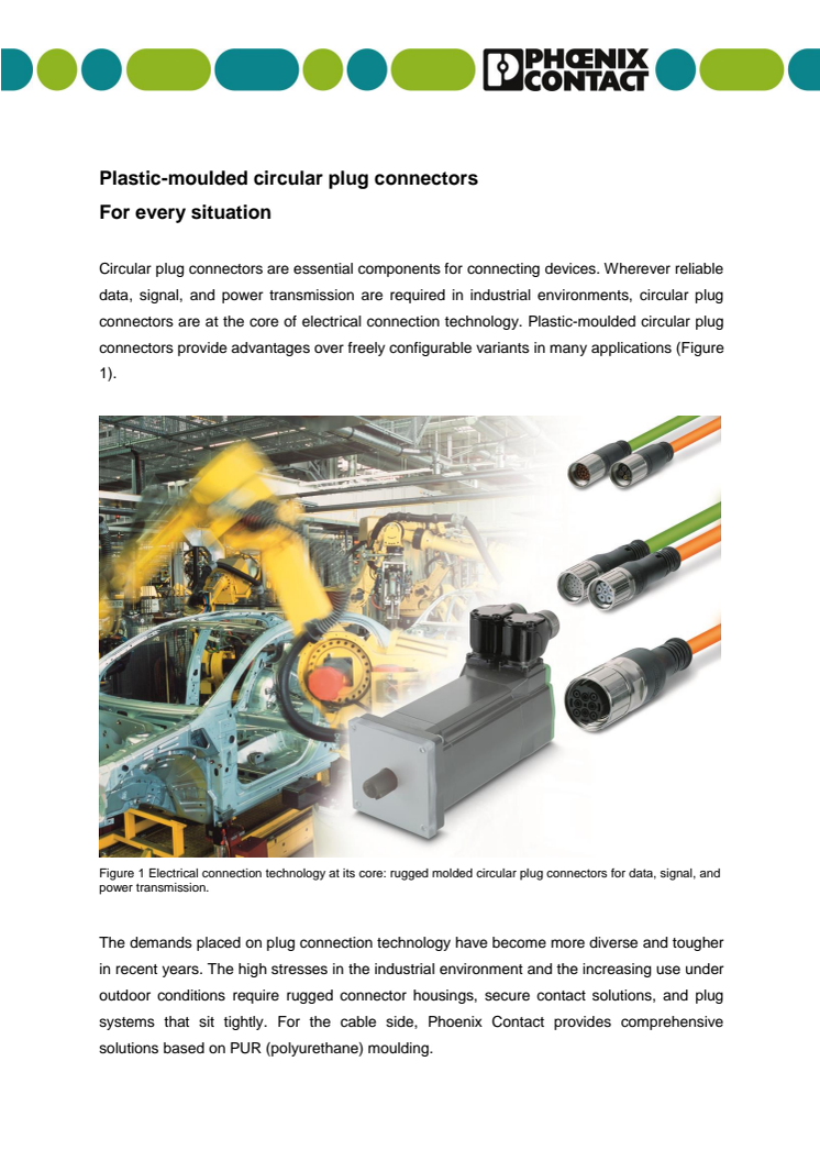 Plastic-moulded circular plug connectors: For every situation