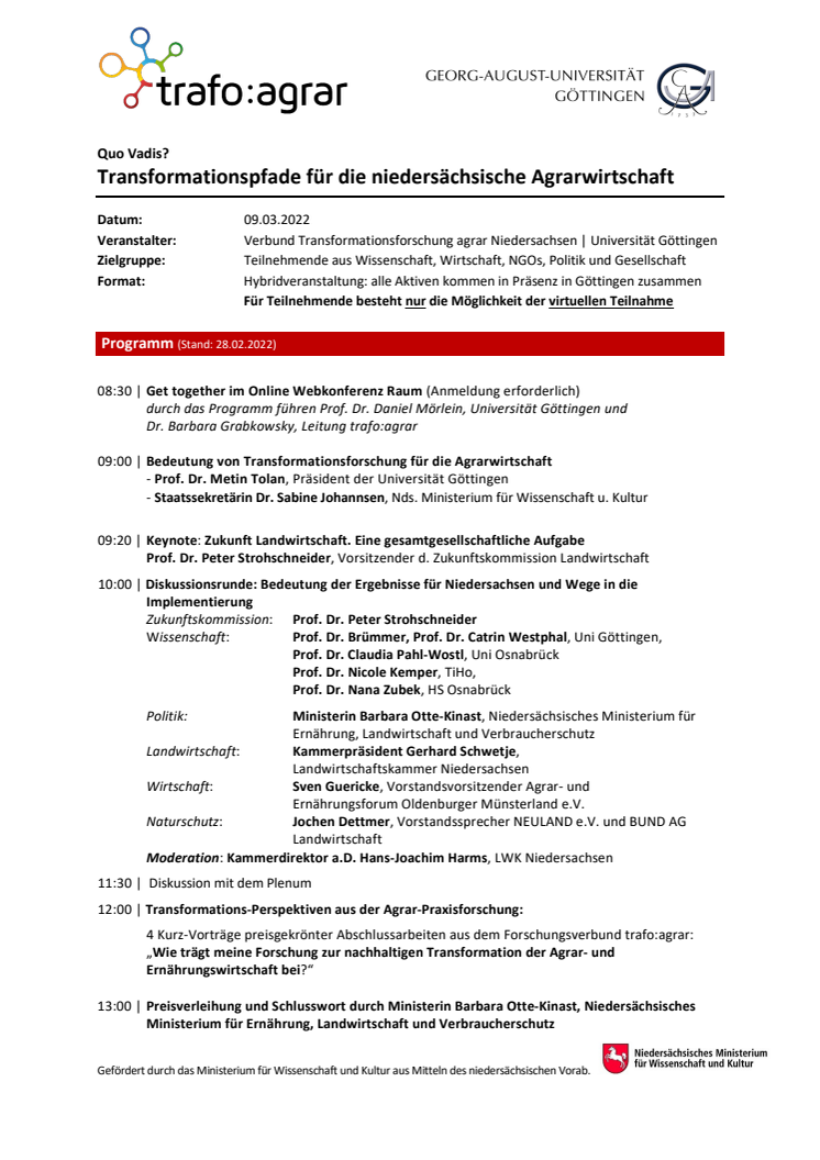 Programm | Dritte Jahrestagung trafo:agrar