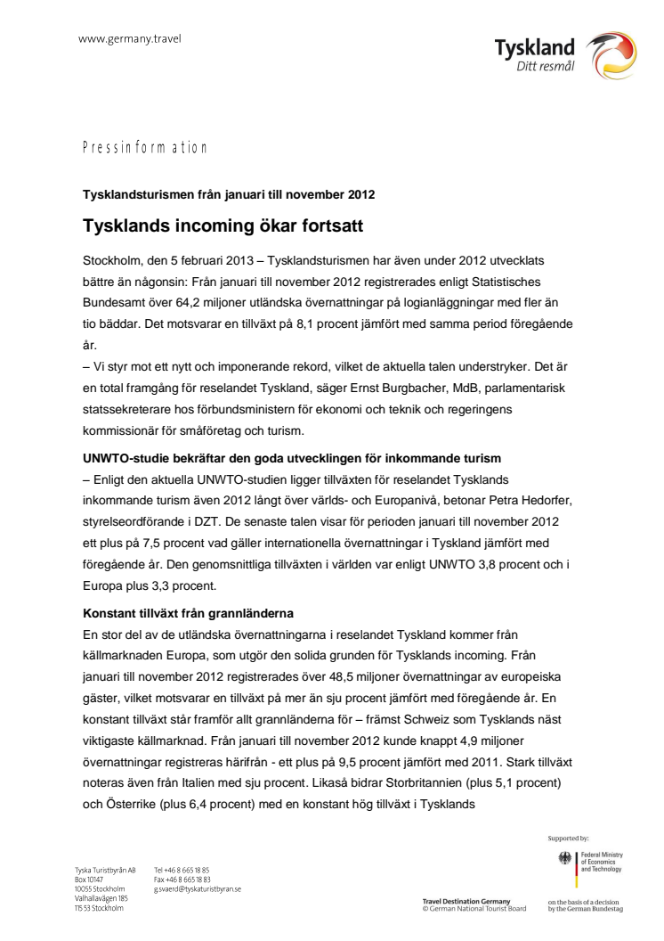 Tysklands incoming ökar fortsatt