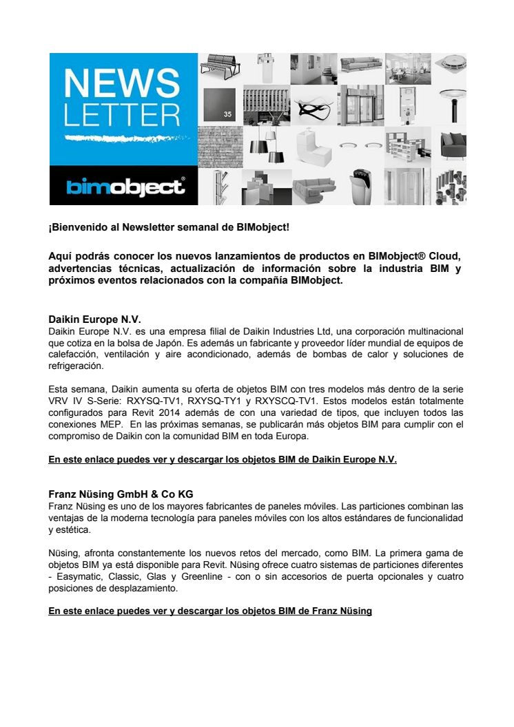 Nuevos objetos BIM de Daikin Europe, Nüsing y Solus Ceramics
