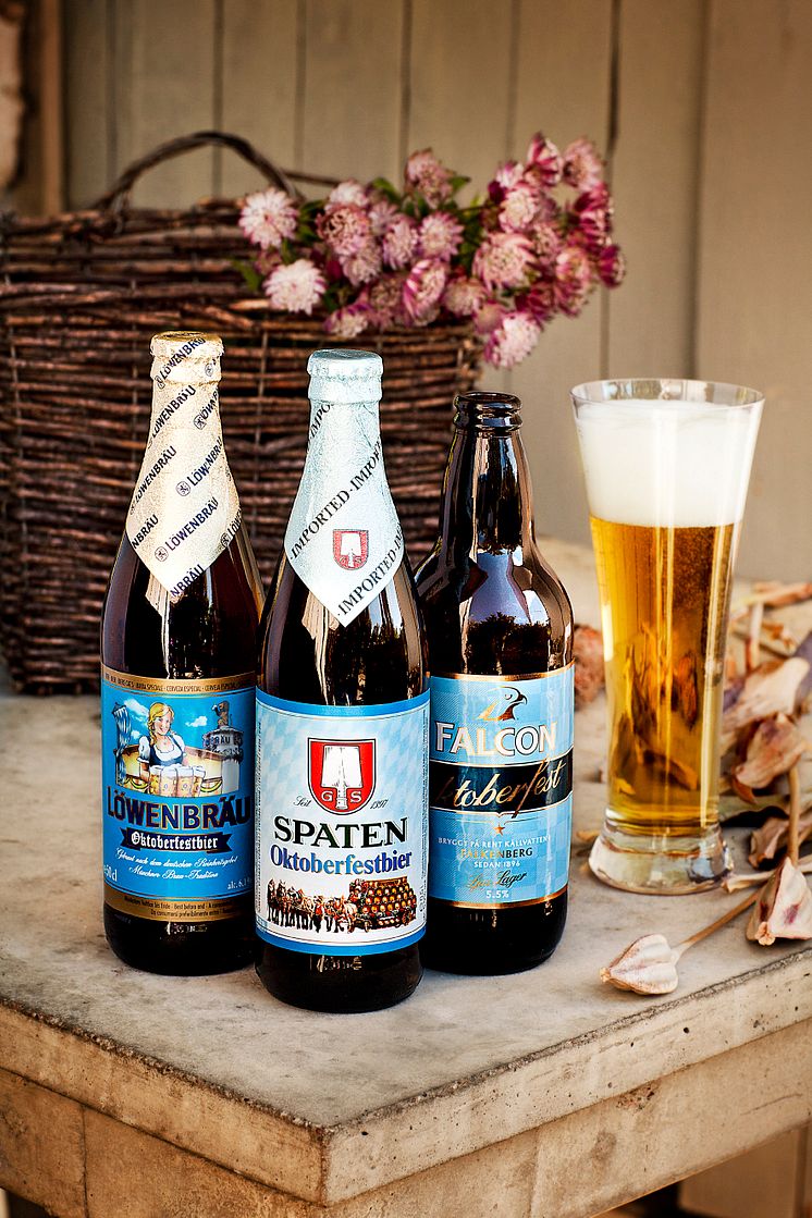 Oktoberfestöl från Spaten, Löwenbräu och Falcon