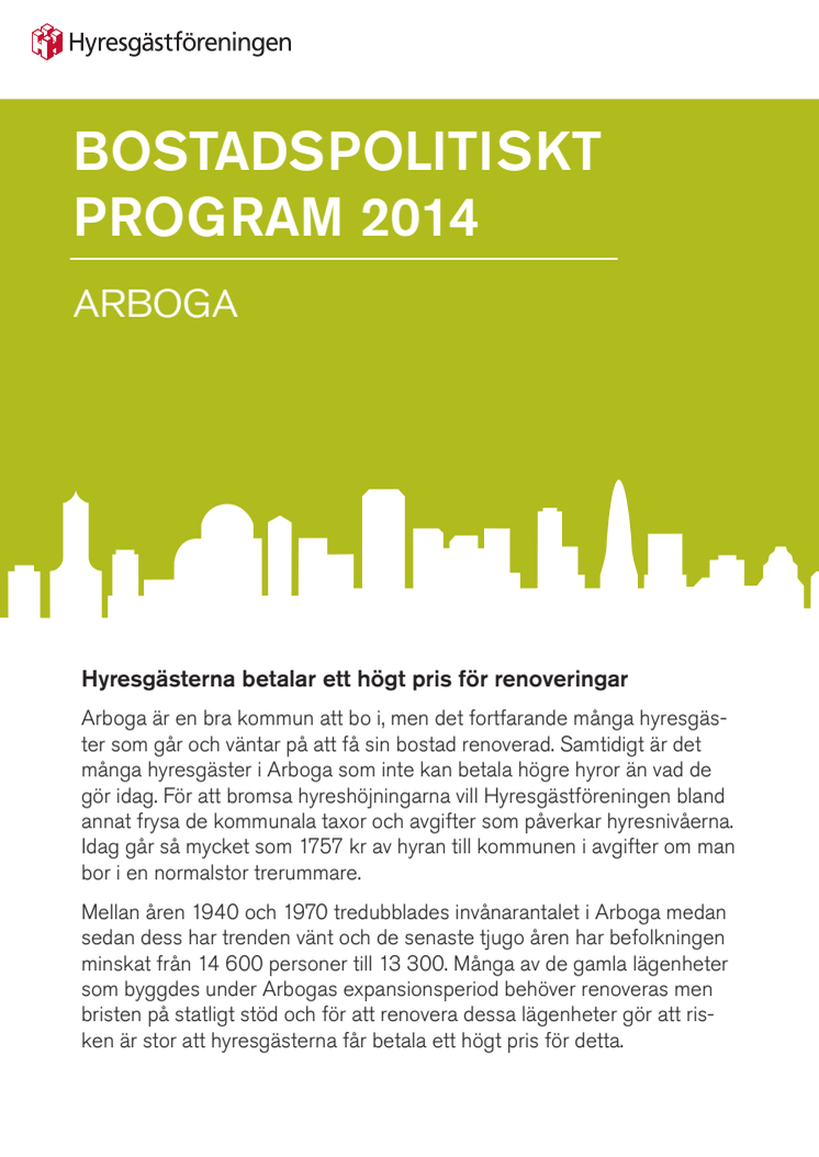Bostadspolitiskt program Arboga kommun