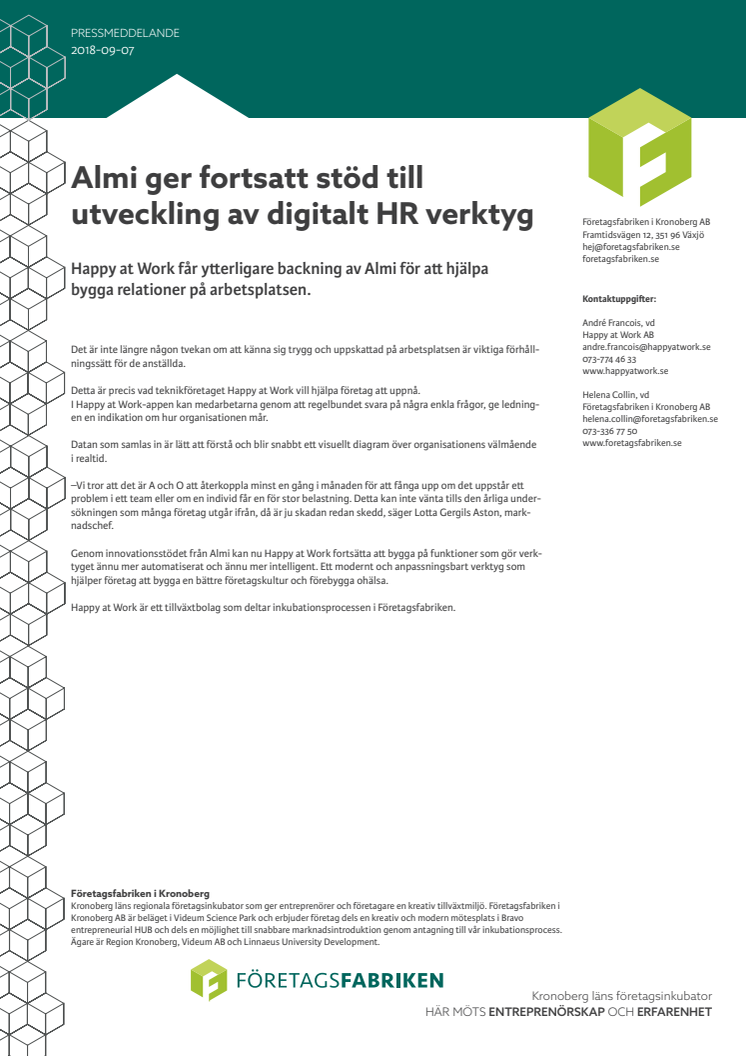 Almi ger fortsatt stöd till utveckling av digitalt HR verktyg