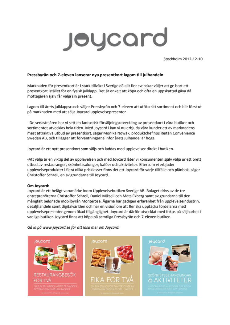 Pressbyrån och 7-eleven lanserar nya presentkort lagom till julhandeln