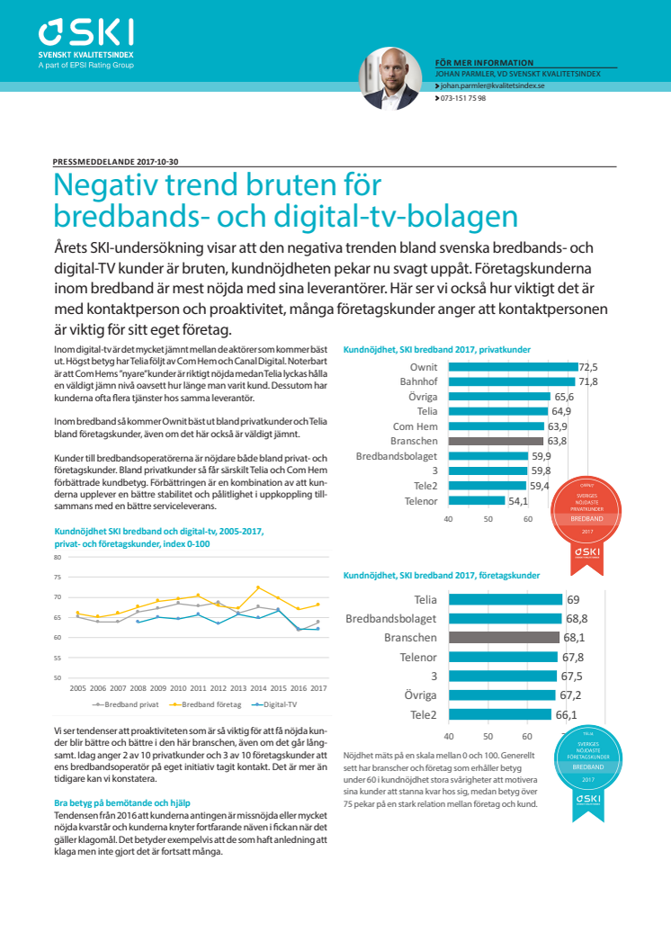 Negativ trend bruten för bredbands- och digital-tv-bolagen