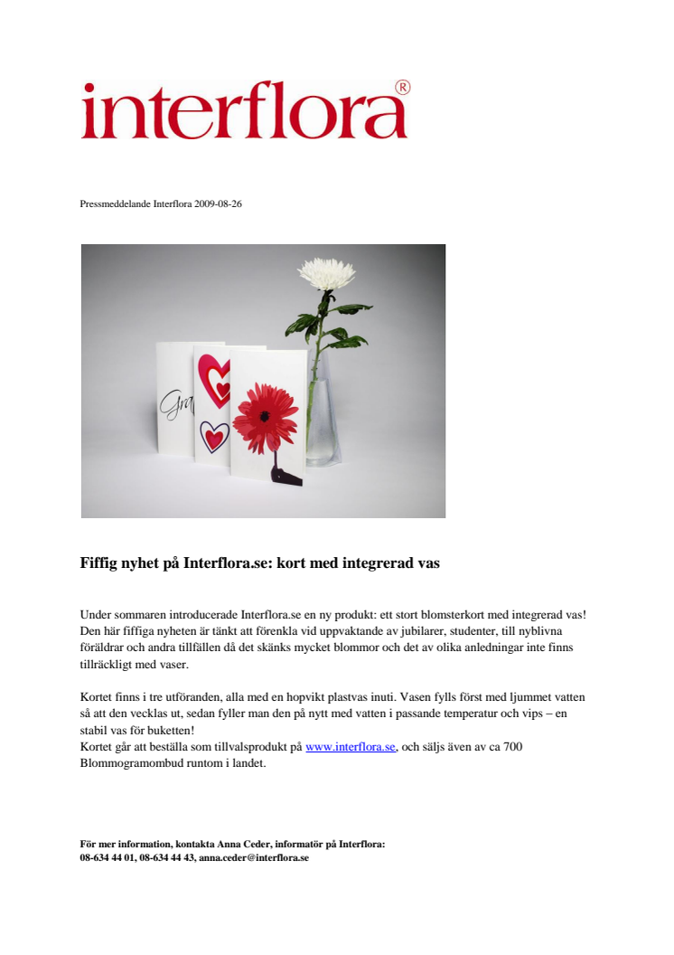 Fiffig nyhet på Interflora.se: kort med integrerad vas