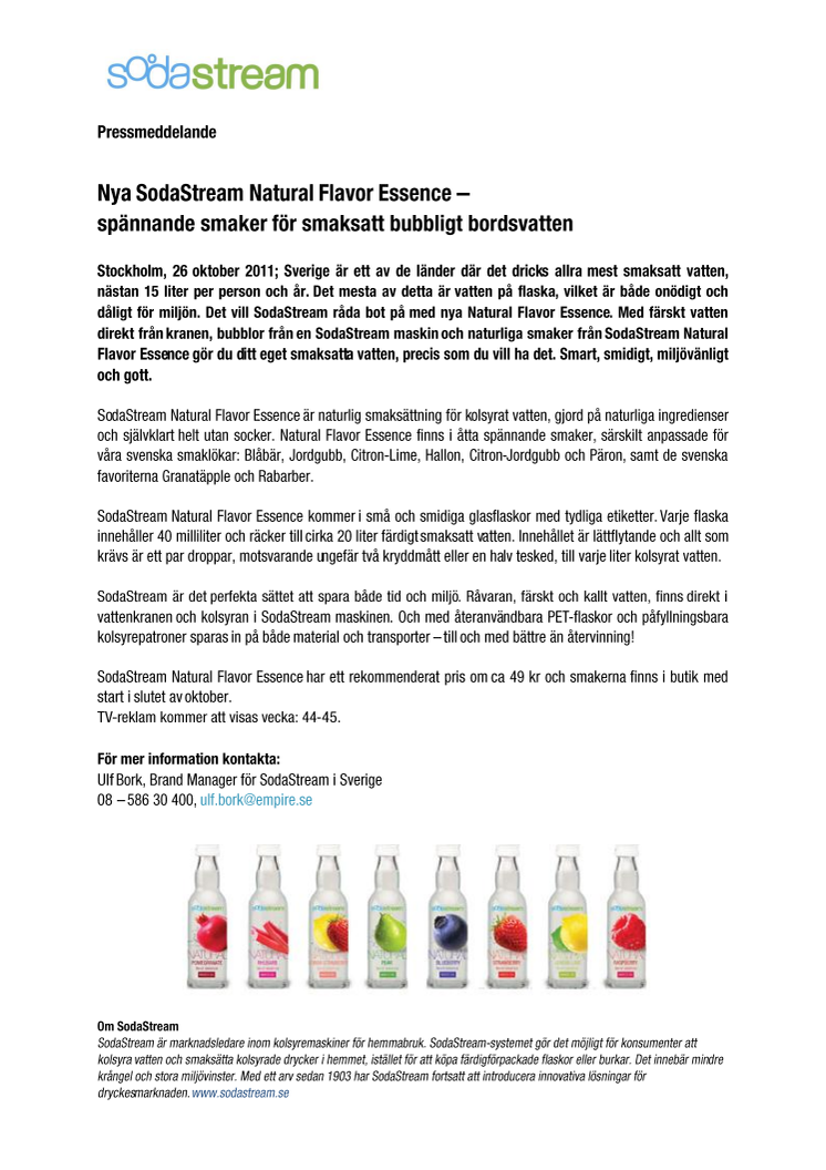 Nya SodaStream Natural Flavor Essence – spännande smaker för smaksatt bubbligt bordsvatten