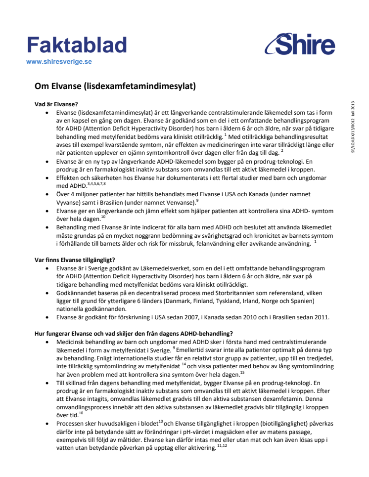 Elvanse (lisdexamfetamindimesylat) - ny ADHD-behandling för barn och ungdomar subventionerad