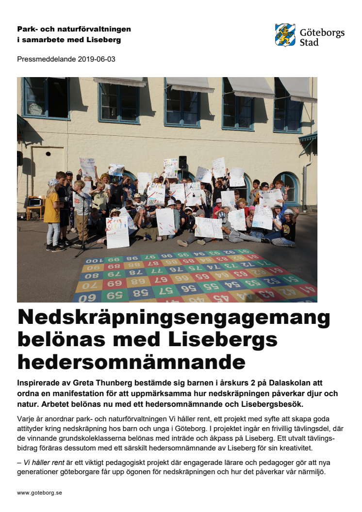 Nedskräpningsengagemang belönas med Lisebergs hedersomnämnande